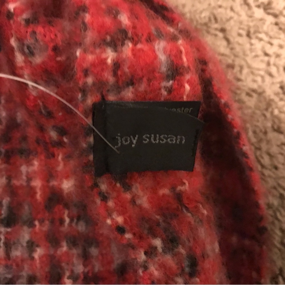 NWT Joy Susan Vibrant Red Checkered Scarf - Picture 2 of 5